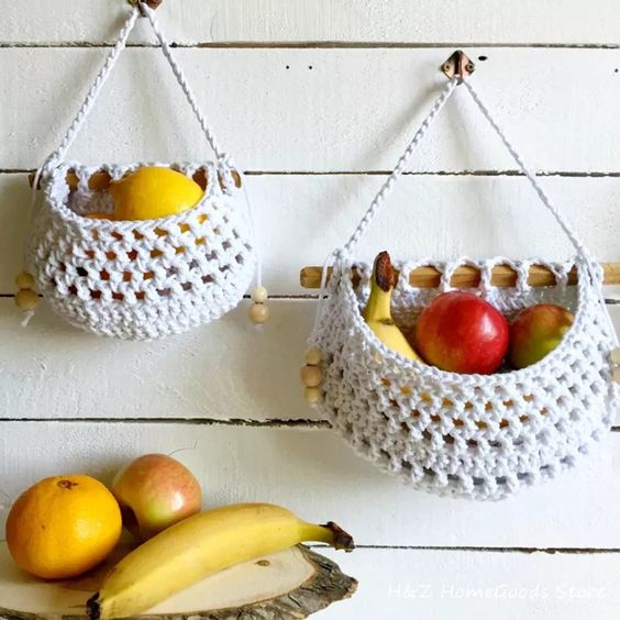 crochet hanging fruit baskets ideas 10