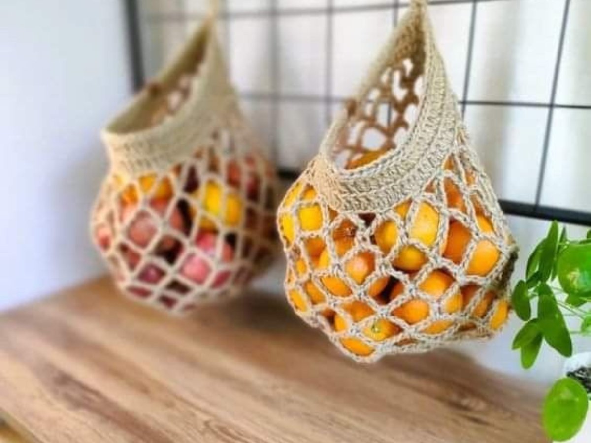 crochet hanging fruit baskets ideas 12