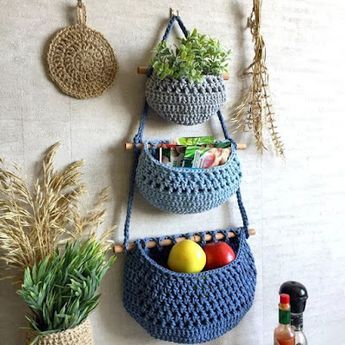 crochet hanging fruit baskets ideas 4