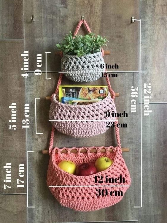 crochet hanging fruit baskets ideas 8