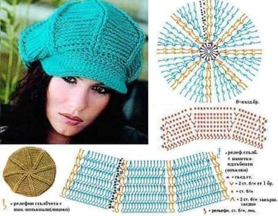crochet hat with visor tutorial 8