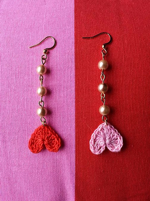 crochet heart earrings pattern 2