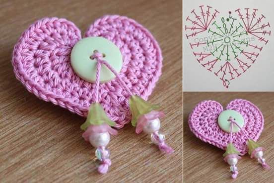 crochet heart earrings pattern 8