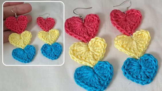 crochet heart earrings pattern 9