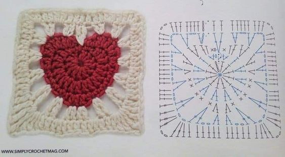 crochet heart granny square pattern and ideas 1