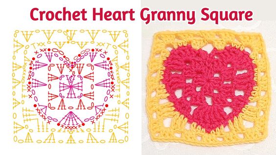 crochet heart granny square pattern and ideas 6