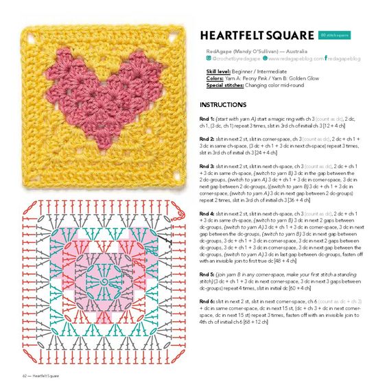 crochet heart granny square pattern and ideas 7