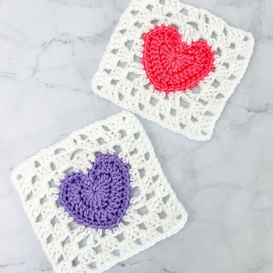 crochet heart granny square pattern
