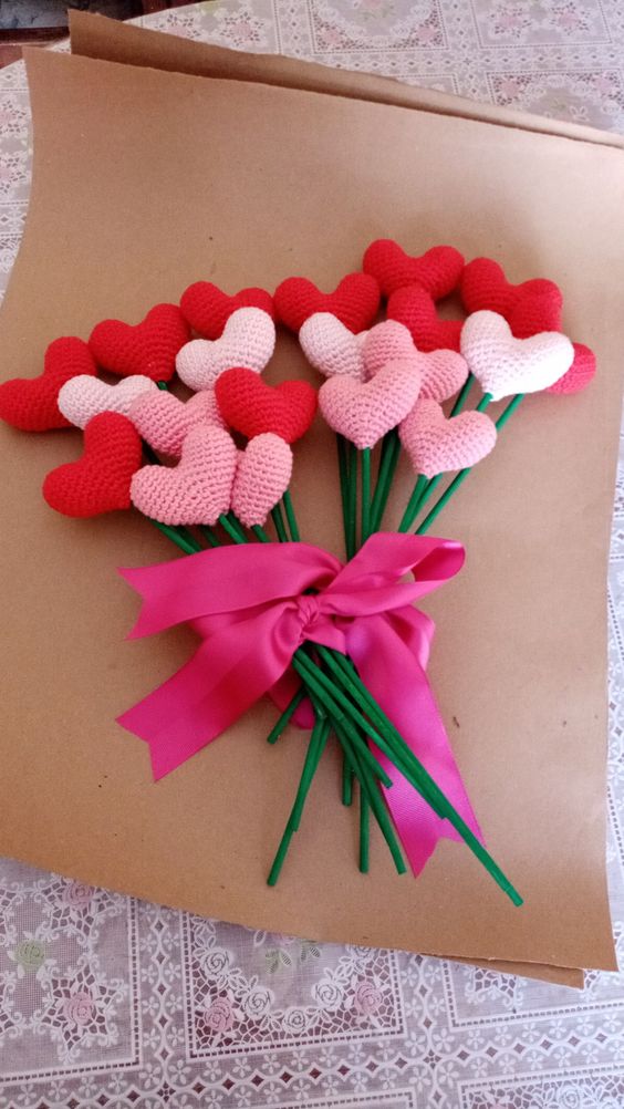 crochet hearts for valentines day handmade 1