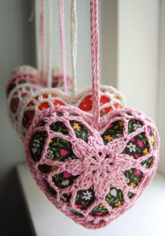 crochet hearts for valentines day handmade 3