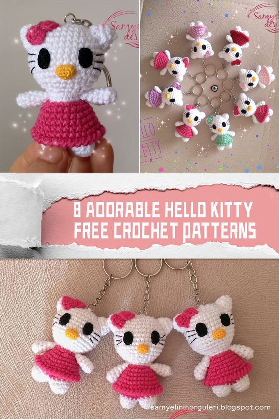 crochet hello kitty keychain 1