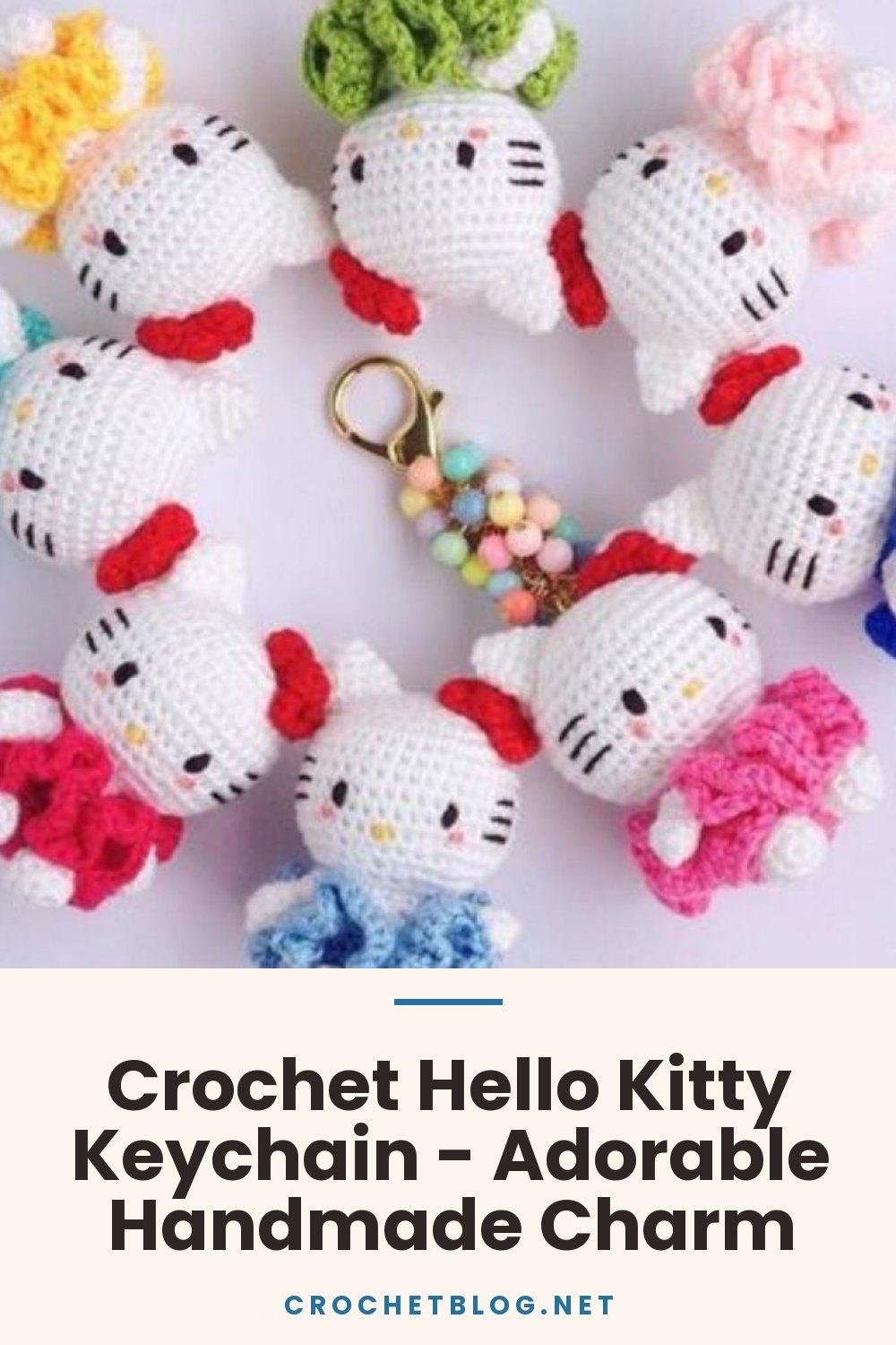 Crochet Hello Kitty Keychain - Adorable Handmade Charm