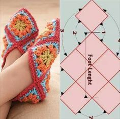 crochet hexagon granny slippers free pattern 2