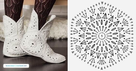 crochet hexagon slipper boots 2