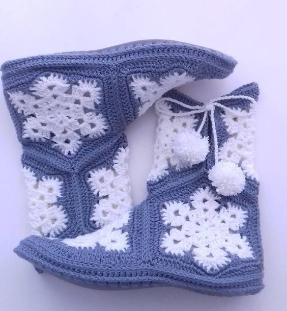 crochet hexagon slipper boots 3