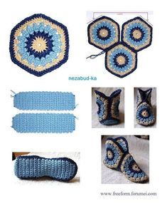 crochet hexagon slipper boots 6