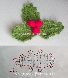 crochet holly leaves tutorial 1