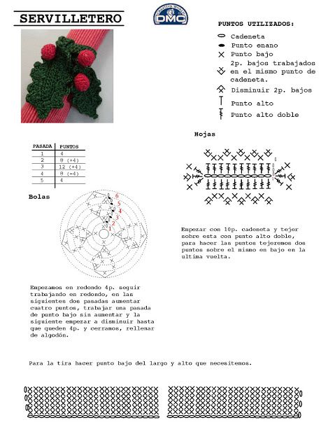 crochet holly leaves tutorial 4