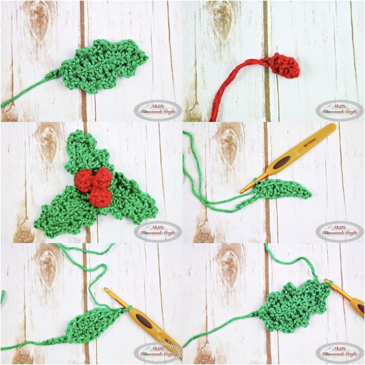 crochet holly leaves tutorial 8