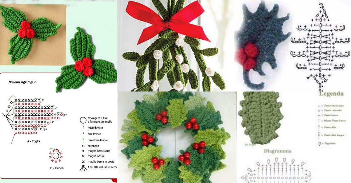 crochet holly leaves tutorial