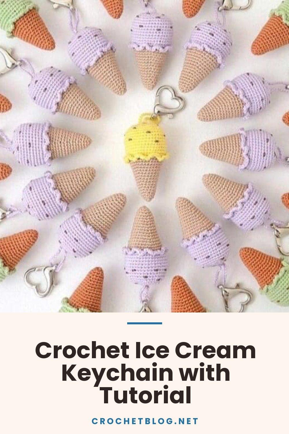 Crochet Ice Cream Keychain with Tutorial