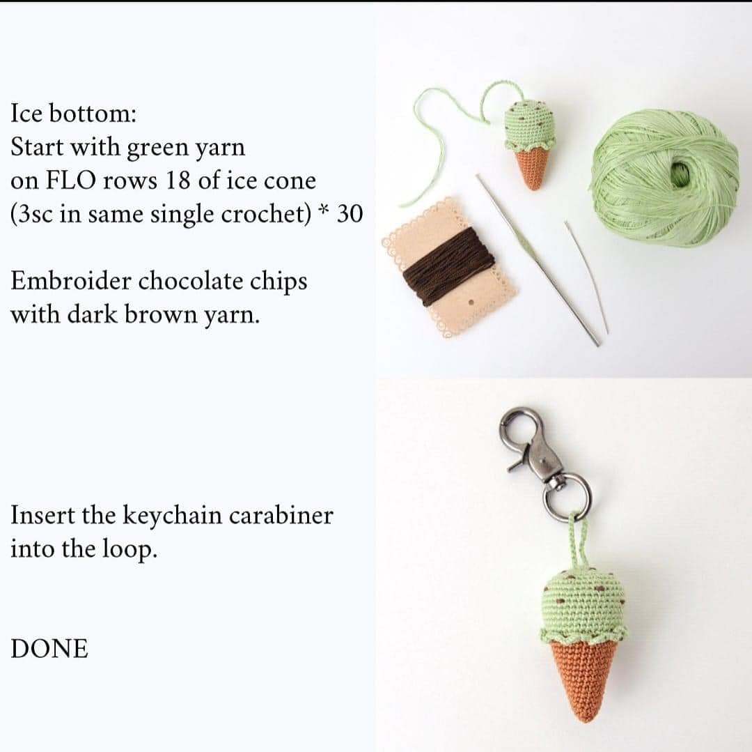 crochet ice cream keychain with tutorial 4