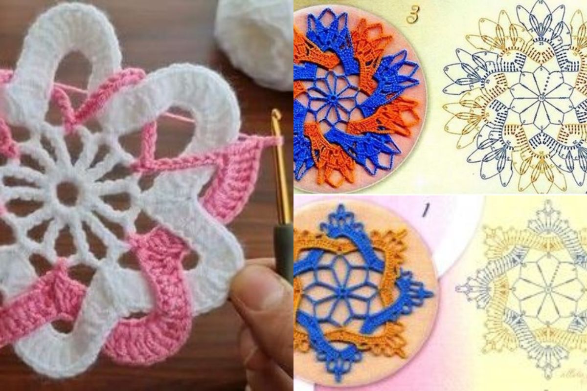 crochet interlaced petals flower 7