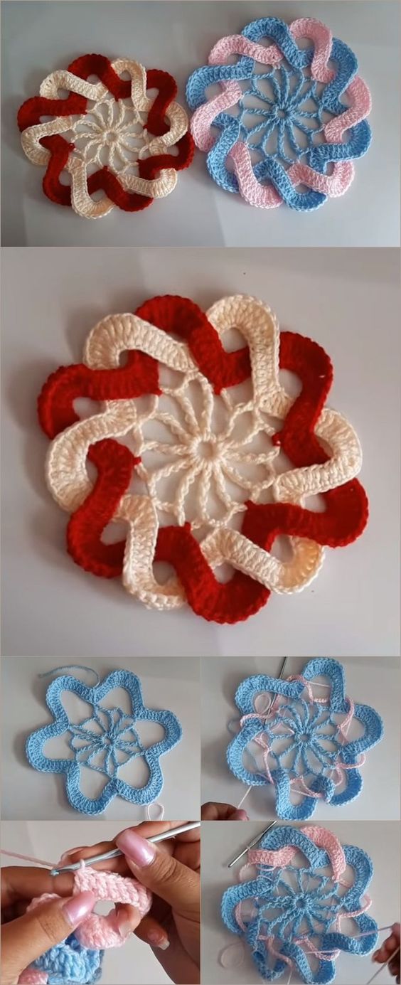 crochet interlaced petals flower