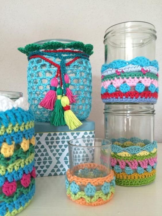 crochet jar decorations ideas 10