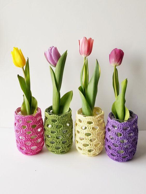 crochet jar decorations ideas 7