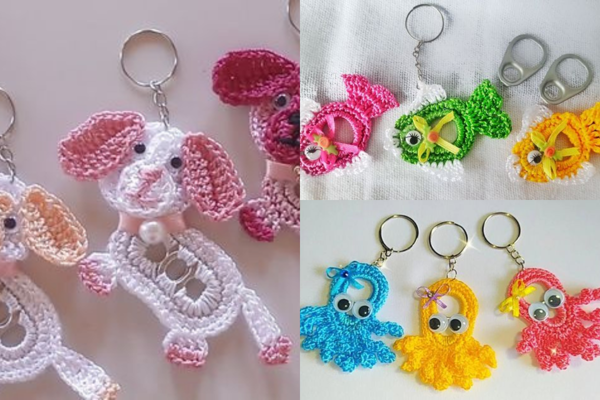crochet keychains with the opening ring