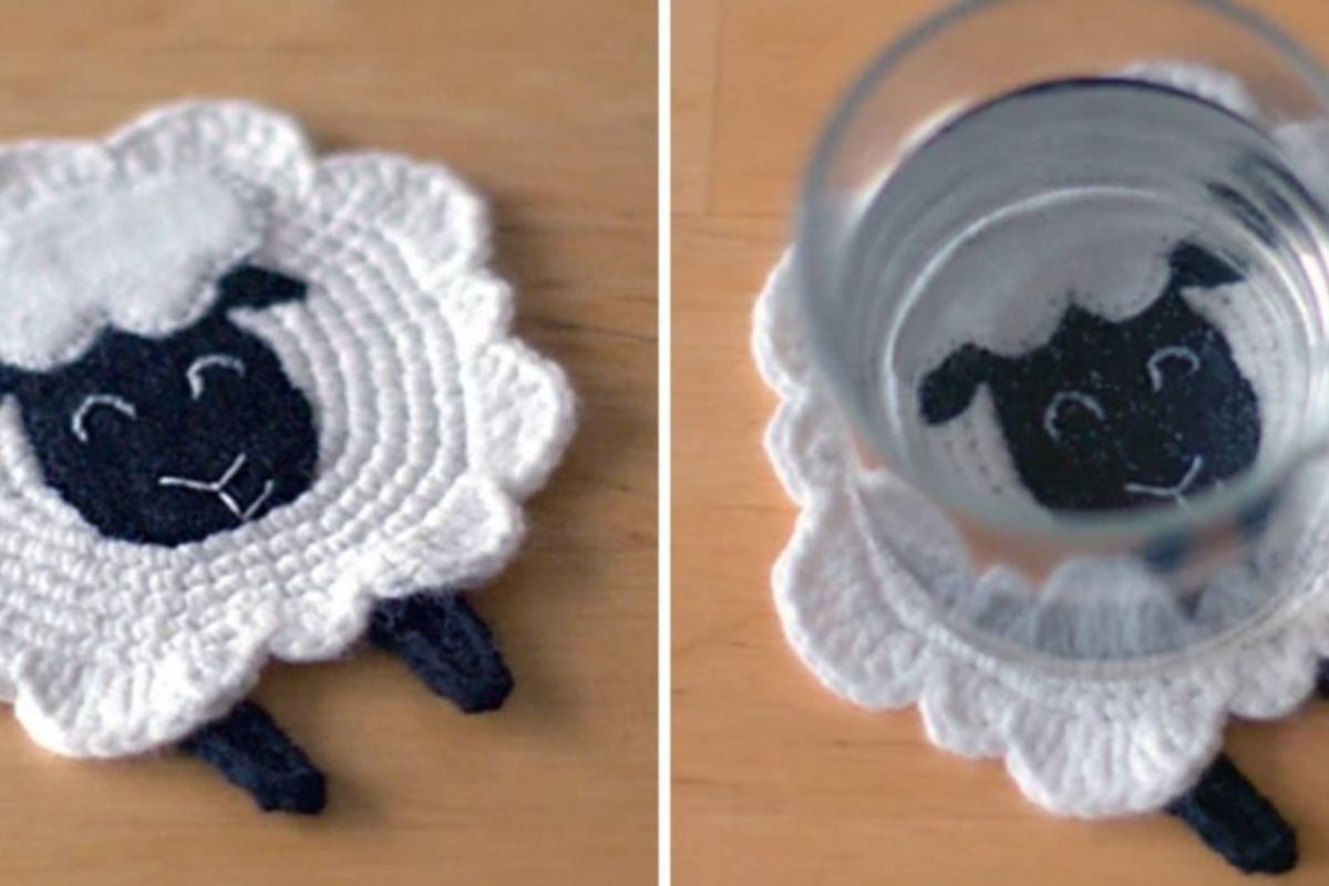 crochet lamb coaster free crochet pattern 1