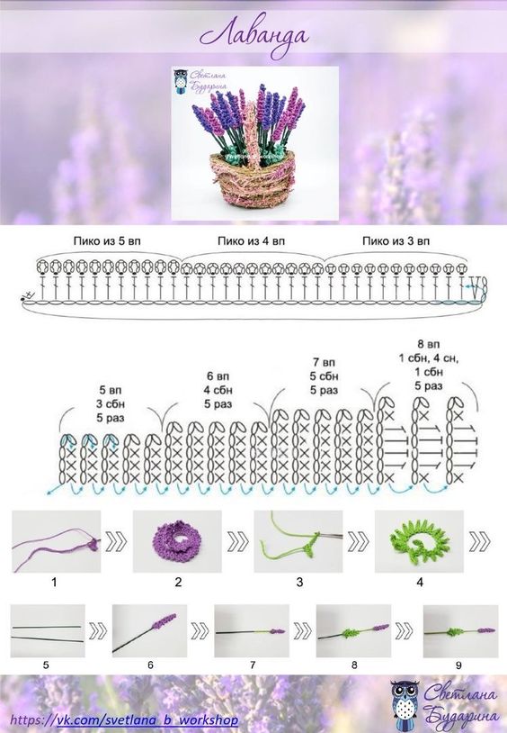 crochet lavender flower tutorial 3