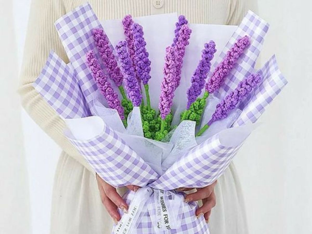 crochet lavender flower tutorial 8