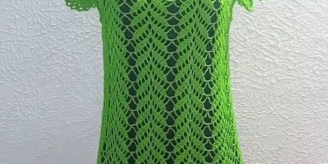 crochet leaf blouse