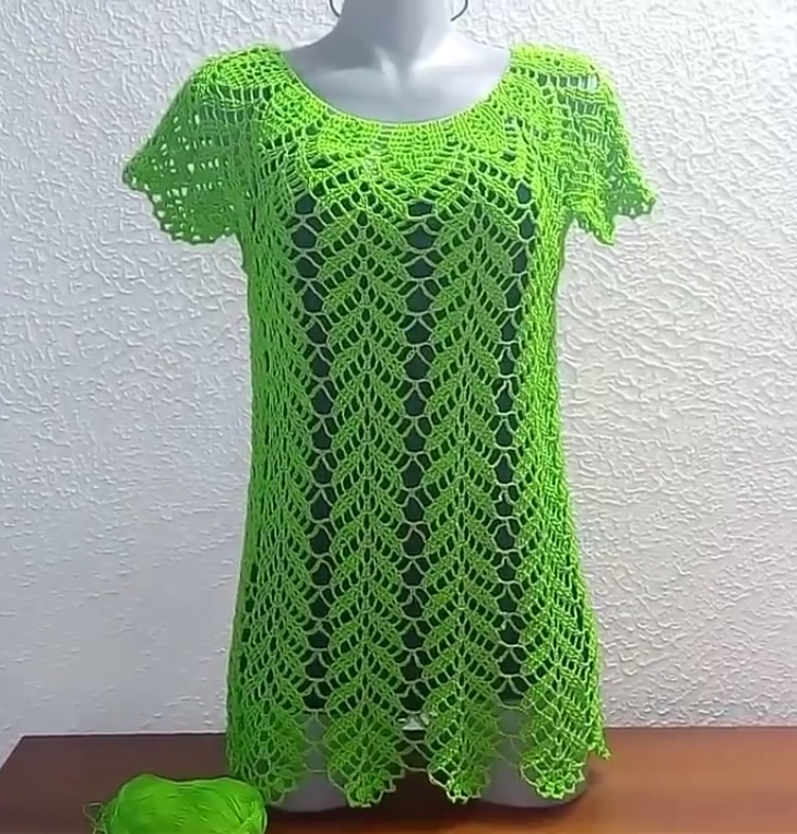 crochet leaf blouse