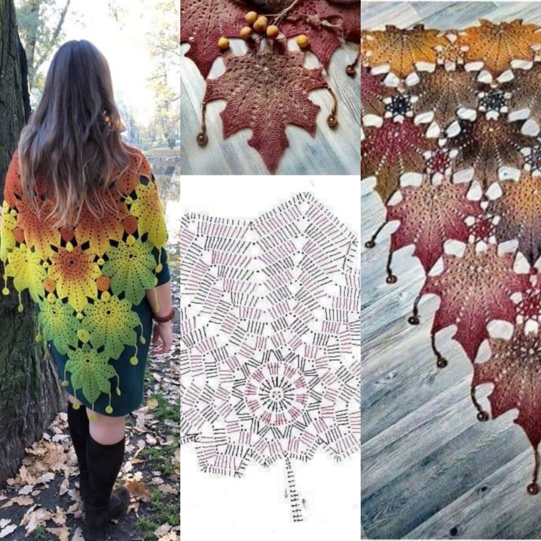 crochet leaf shawl with graphics 11