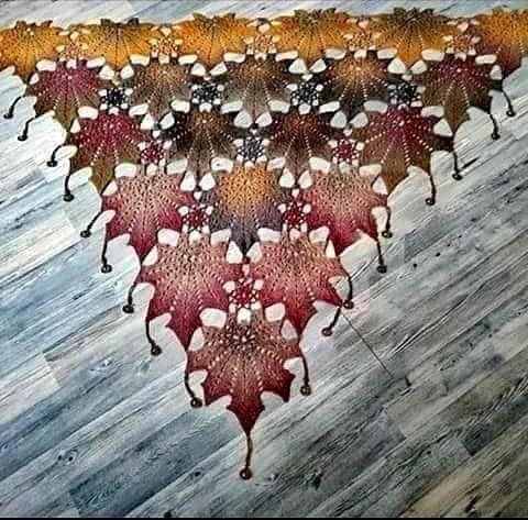 crochet leaf shawl with graphics 2