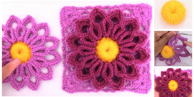crochet lilac flower