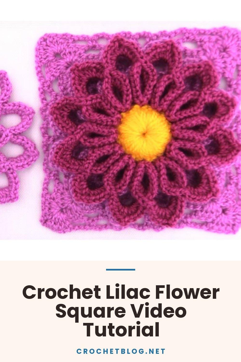 Crochet Lilac Flower Square Video Tutorial