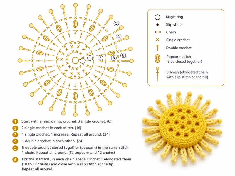 crochet lotus flower 3