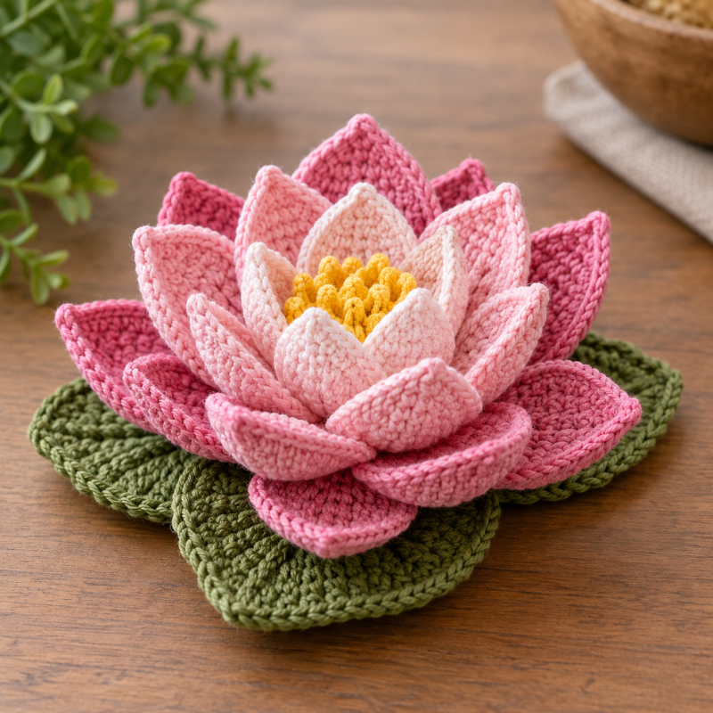 crochet lotus flower 4