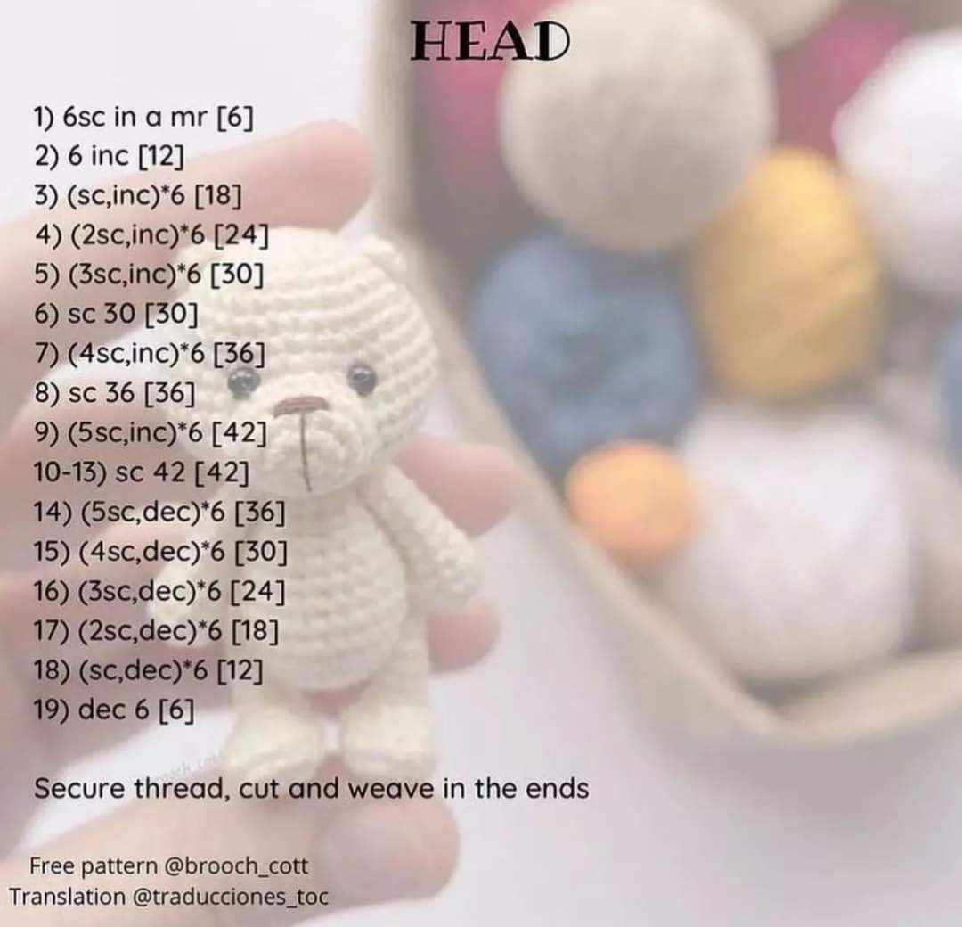 crochet mini teddy bear pattern 2