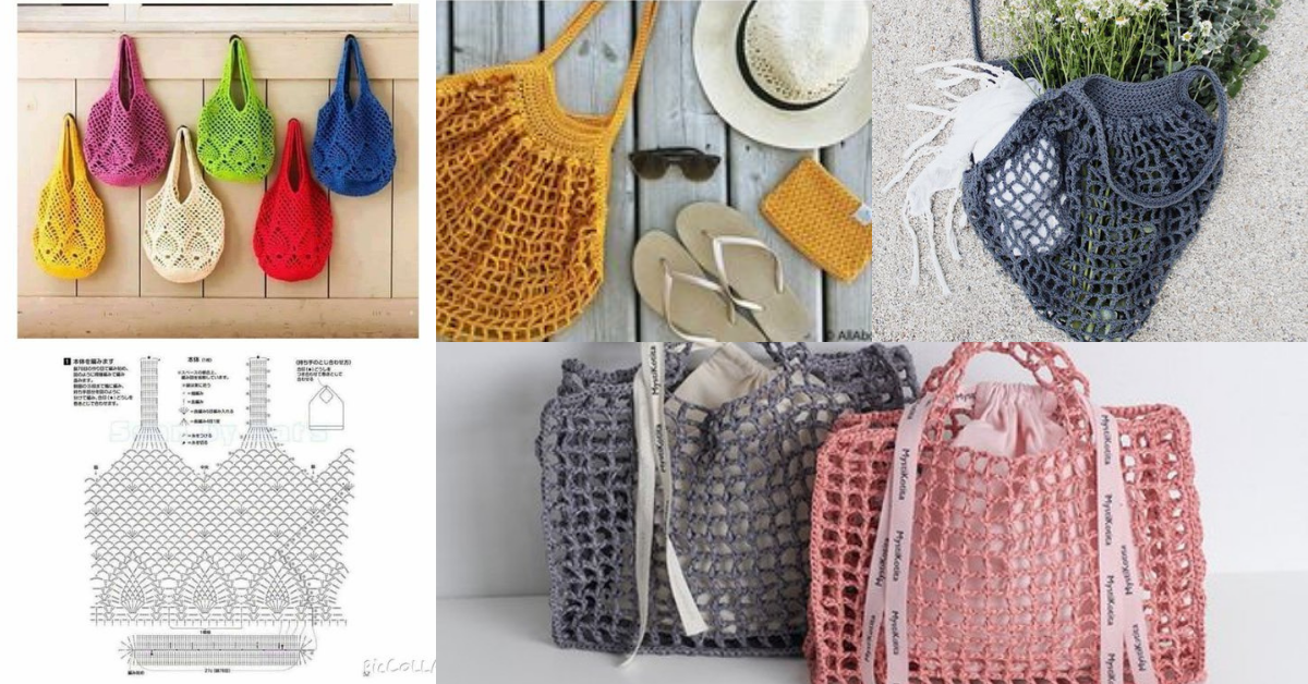 crochet net bag step by step