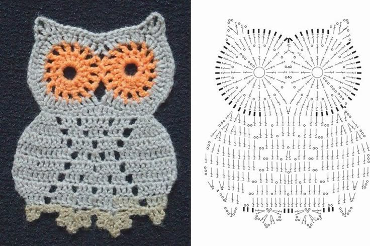 crochet owl applique graphics 3