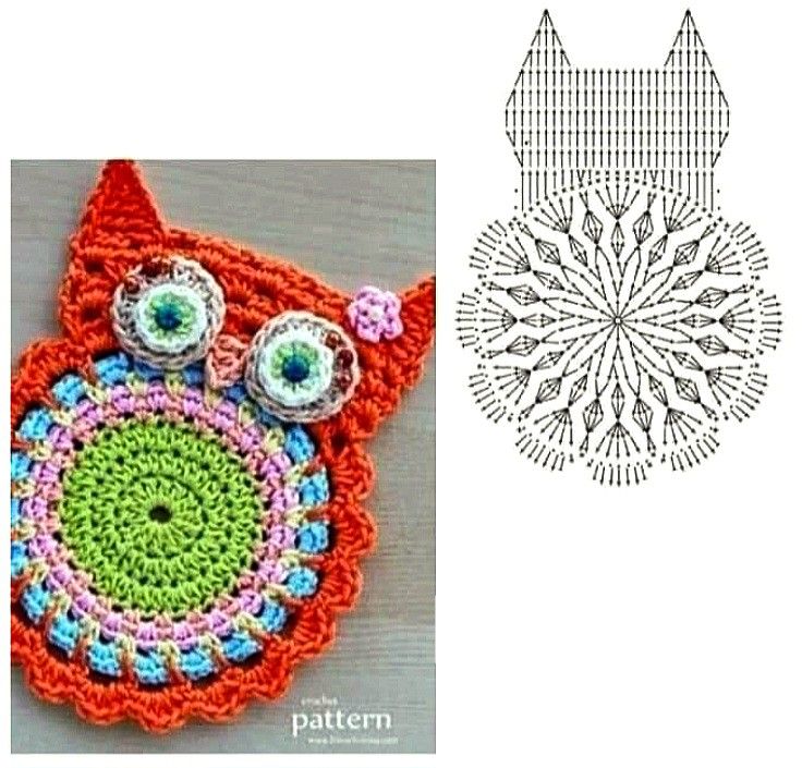 crochet owl applique graphics 5