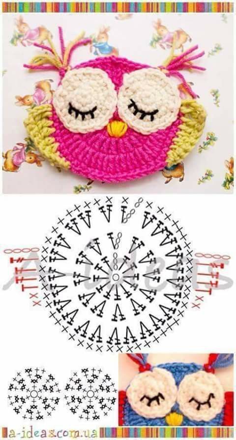 crochet owl applique graphics 6