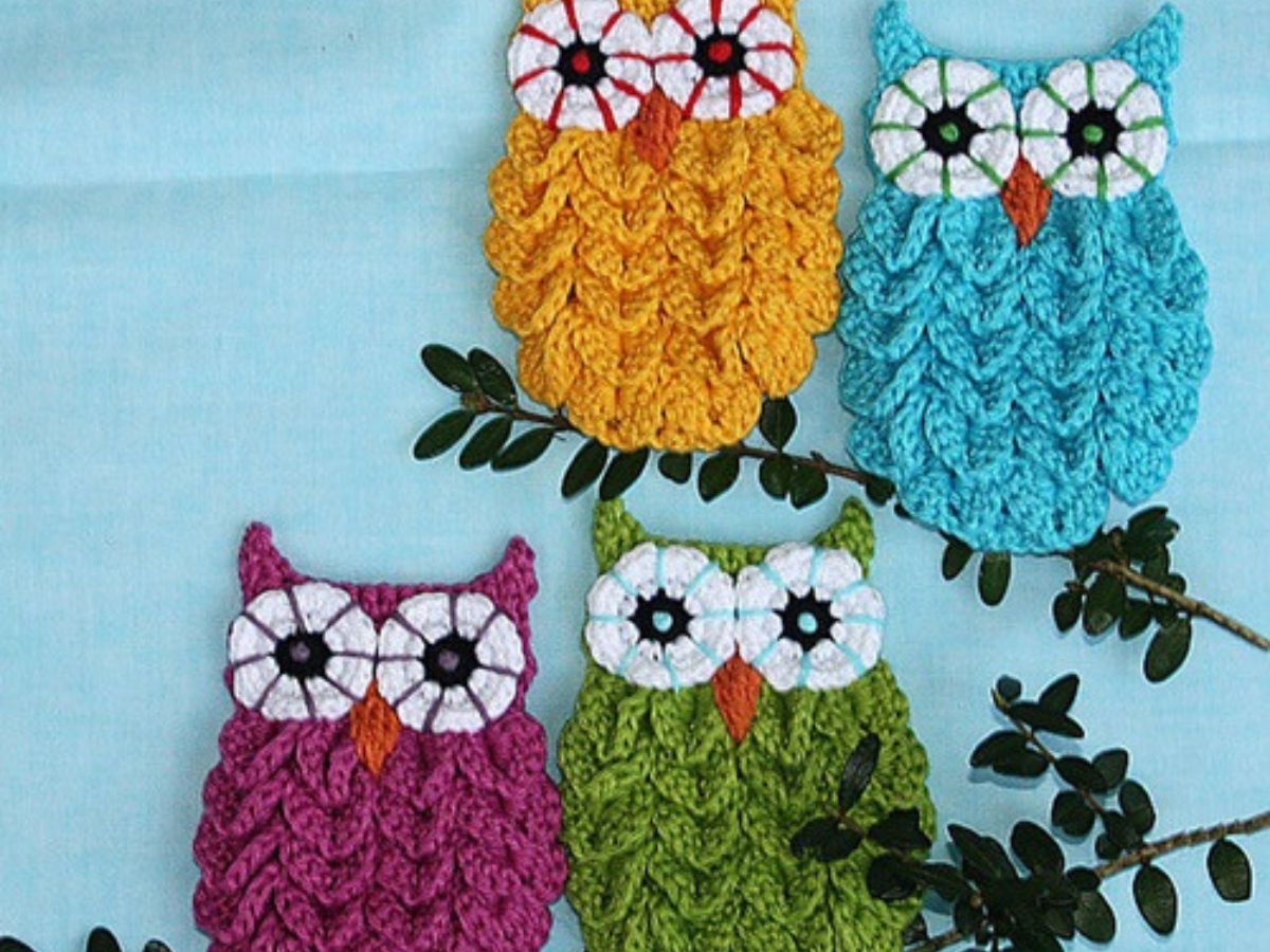 crochet owl in crocodile stitch with pattern 11