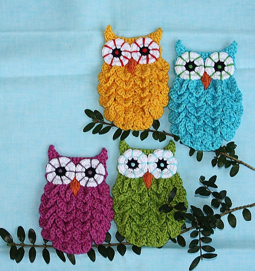 crochet owl in crocodile stitch with pattern