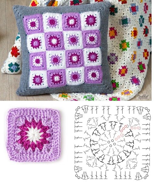 crochet pillows made with squares 1